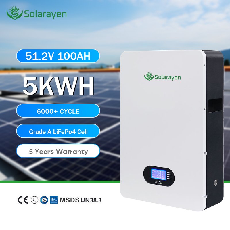 51.2V 100Ah 5.12kWh wall-mounted LiFePO4 battery