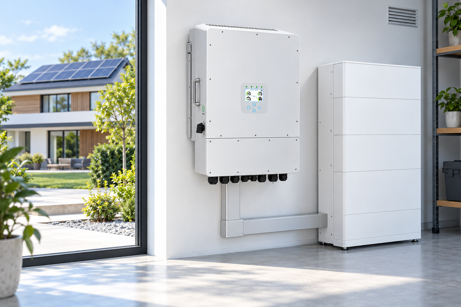 Conceptual Deye SG04LP3-EU three-phase home solar and low-voltage battery installation