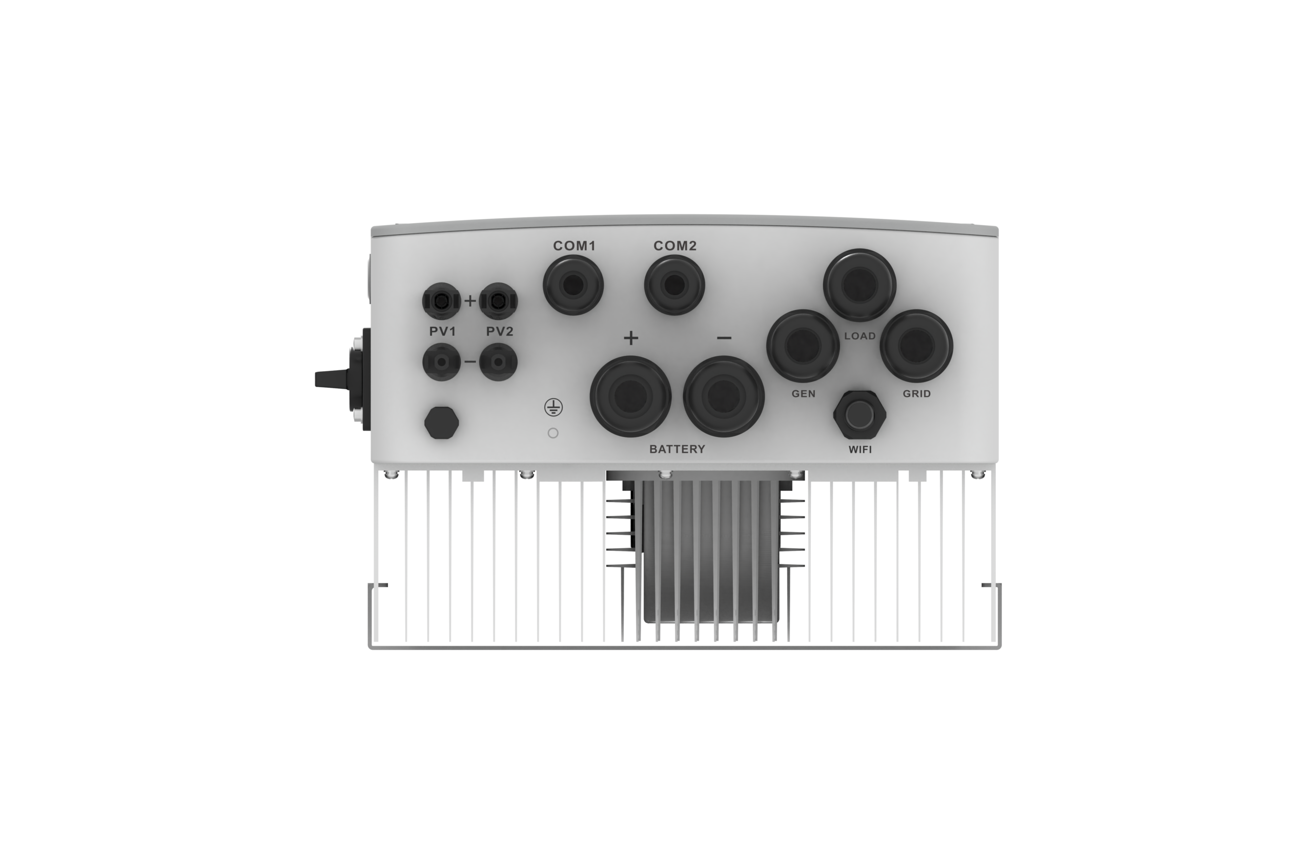 Deye SG06 inverter bottom connection details: PV battery grid load generator and communication