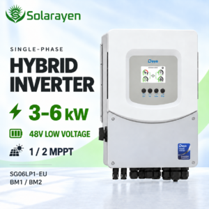 Deye SG06 3–6kW hybrid inverter with Solarayen logo positioned near the upper-left corner