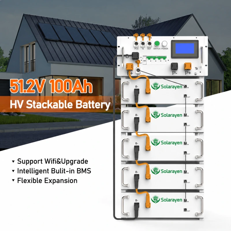 Solarayen 100Ah high voltage stackable LiFePO4 battery