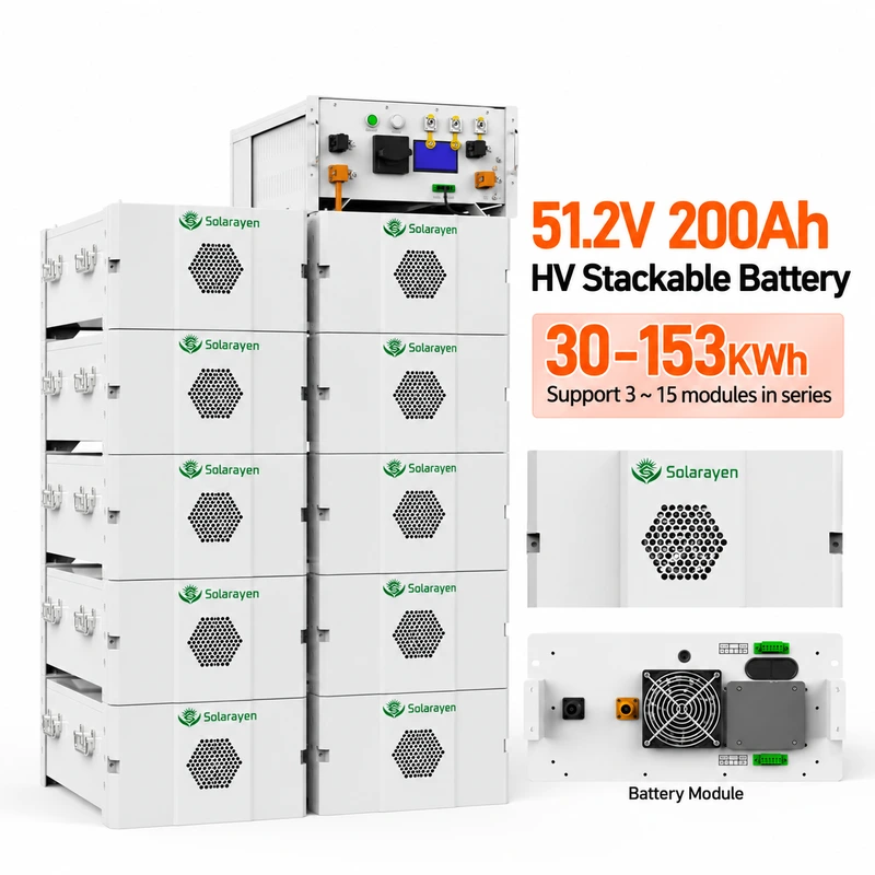 Solarayen 200Ah stackable battery and module connections