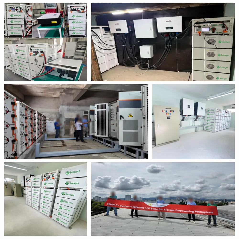 High voltage storage installation examples with faces blurred