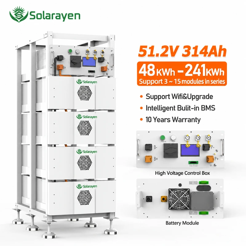 Solarayen high voltage rack battery and controller connections